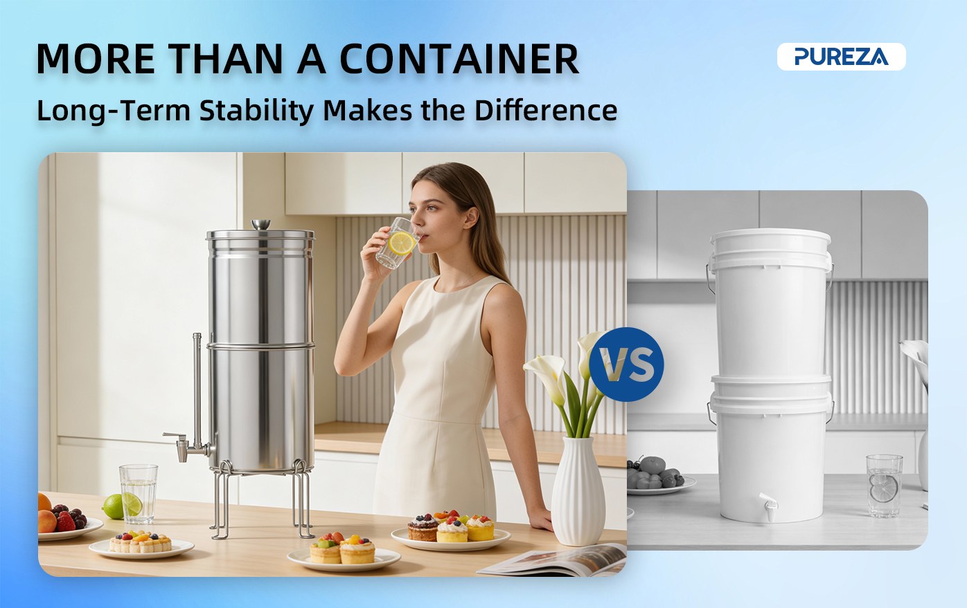 Stainless steel gravity water filter system