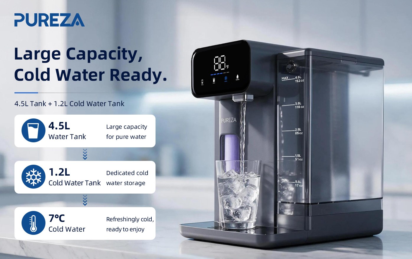 PU-T02 Countertop Cold Water Dispenser