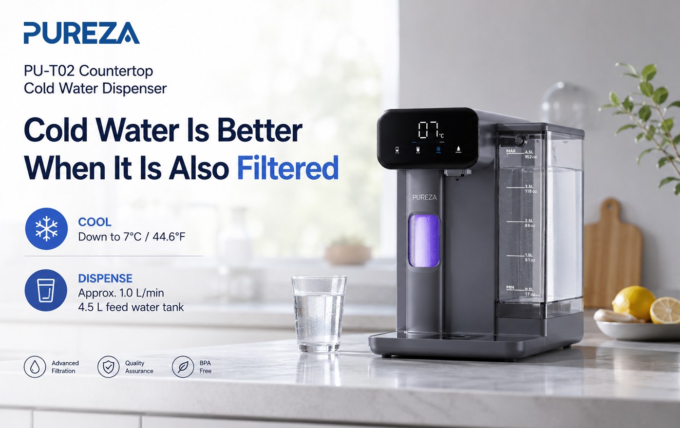 PU-T02 Countertop Cold Water Dispenser