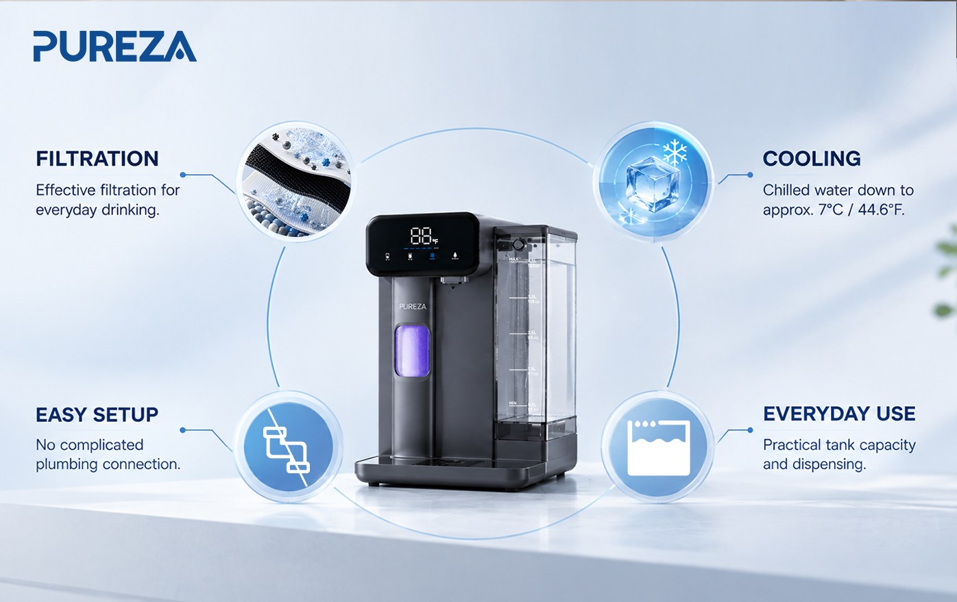 PU-T02 Countertop Cold Water Dispenser