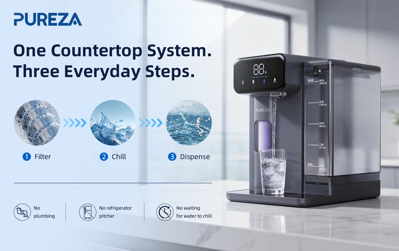 PU-T02 Countertop Cold Water Dispenser